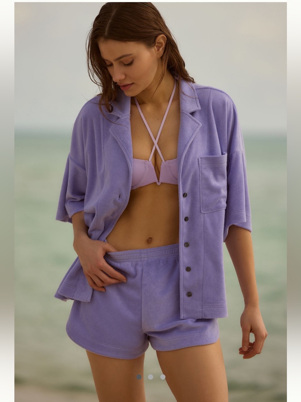 Anthropologie Purple Terrycloth Set in XS